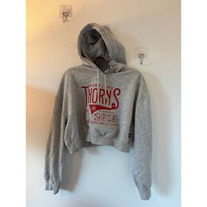 The Wild Collective Portland Thorns FC Gray Cropped Hoodie NWSL Soccer Large